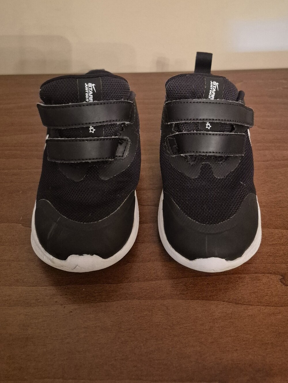Kids Black Athletic Shoes with White Sole
